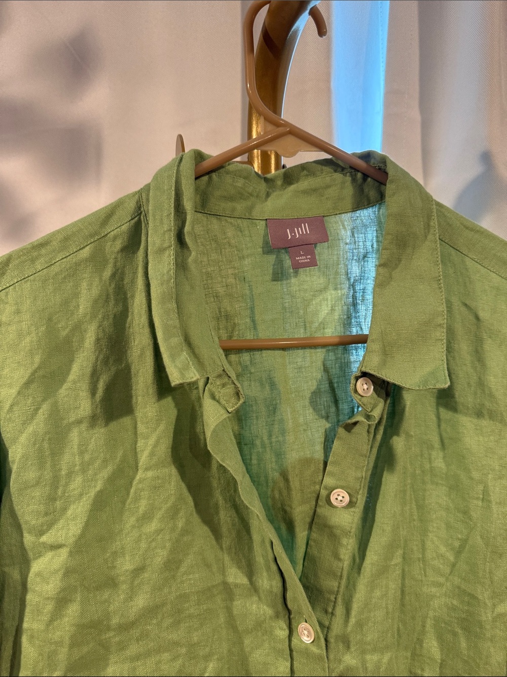 J. Jill Womens Large Linen Button-Down Shirt - Green - Picture 3 of 6